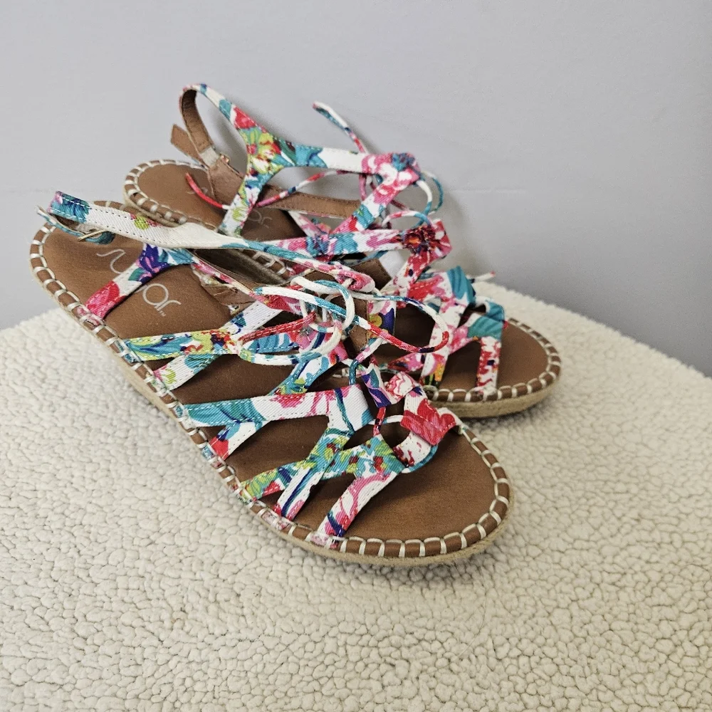 Sugar Colorful Strappy Wedge Sandals Size 8.5 - Picture 7 of 16